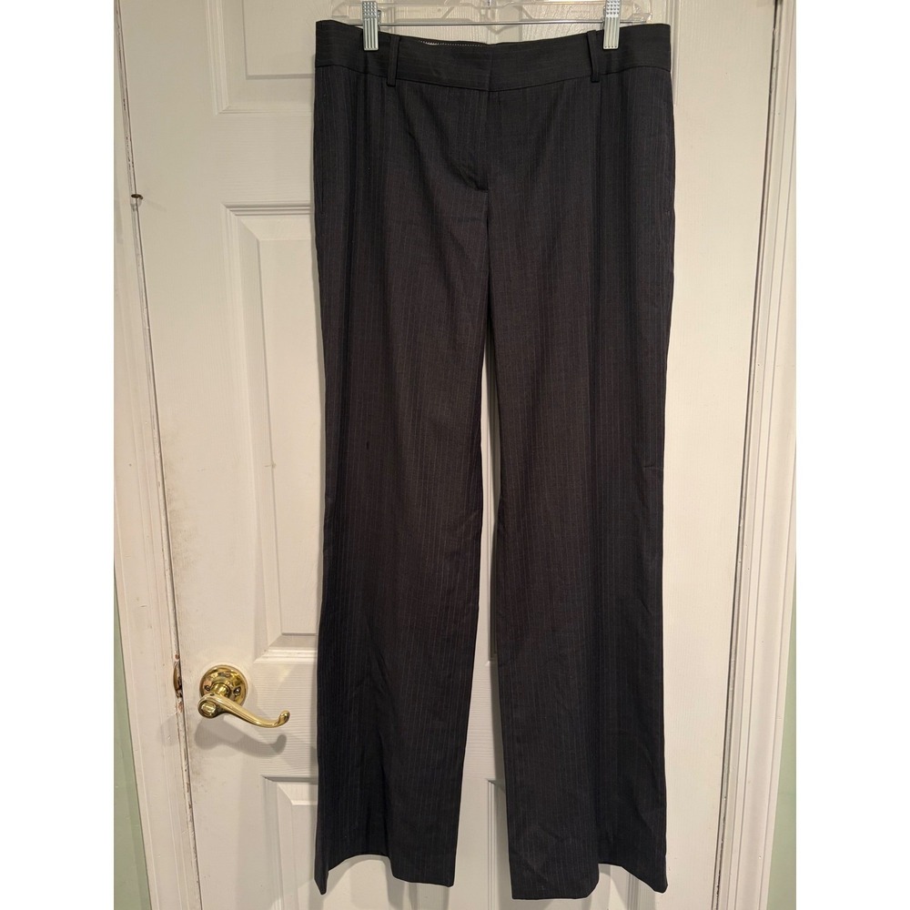 J.Crew Womens 6T City Fit Pinstripe Wool Dress Pants Charcoal Grey Wide Leg Tall
